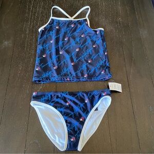 Tommy Hilfiger‎ Heart Branded Two Piece Tankini Swimsuit Girl’s XL 16 NWT Blue